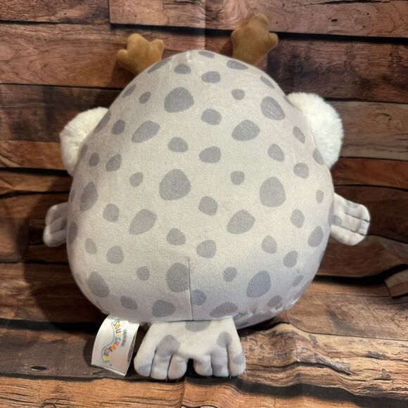 Squishmallows Odile Gray Spotted Seal Plush w/ Antlers & Earmuffs Holiday 10" - Picture 4 of 7
